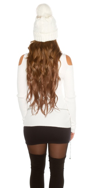 Ripp jumper with Cut Out & Rivets White
